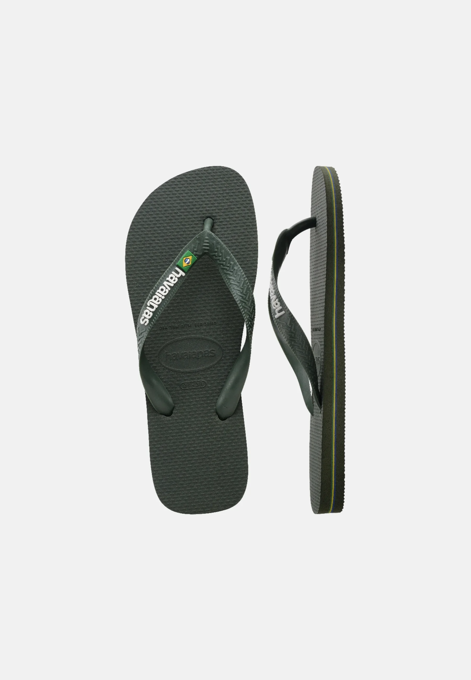 HAVAIANAS BRASIL LOGO UNISEX - Sandálias em T - olive green