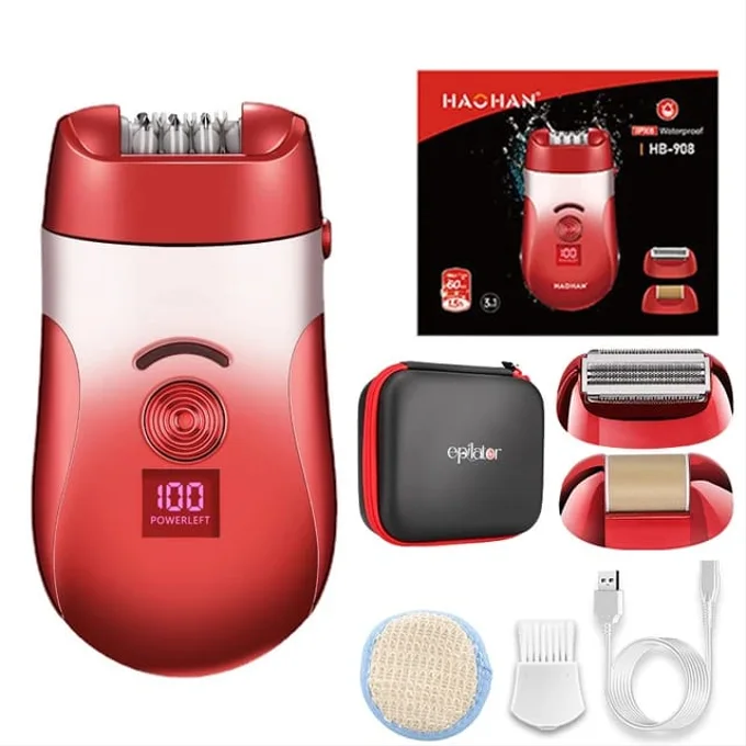 ماكينة إزالة الشعر 4 في 1 من DSP – لاسلكية + رؤوس متعددة + مقاومة للماء
