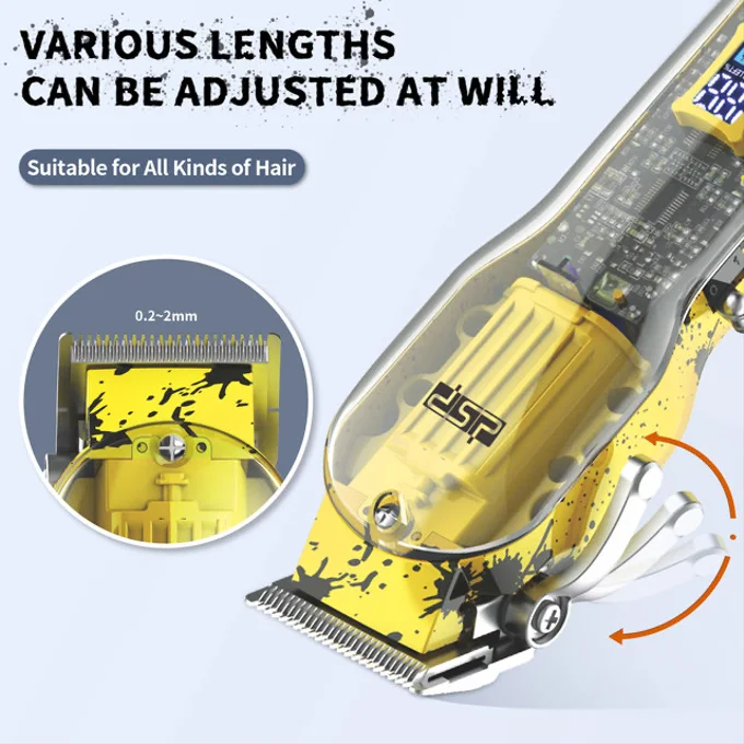 ماكينة حلاقة لاسلكية احترافية من DSP – 5800RPM + 8 أمشاط + شاشة رقمية