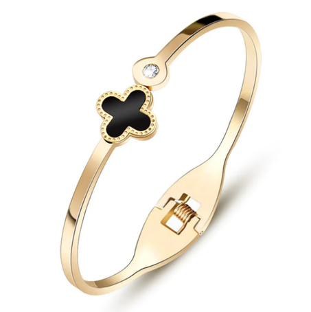 Bracelet en trèfle à quatre feuilles noir