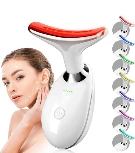 جهاز تدليك الوجه بالضوء الاحمر للعلاج بالوجه والرقبة مع 7 الوان