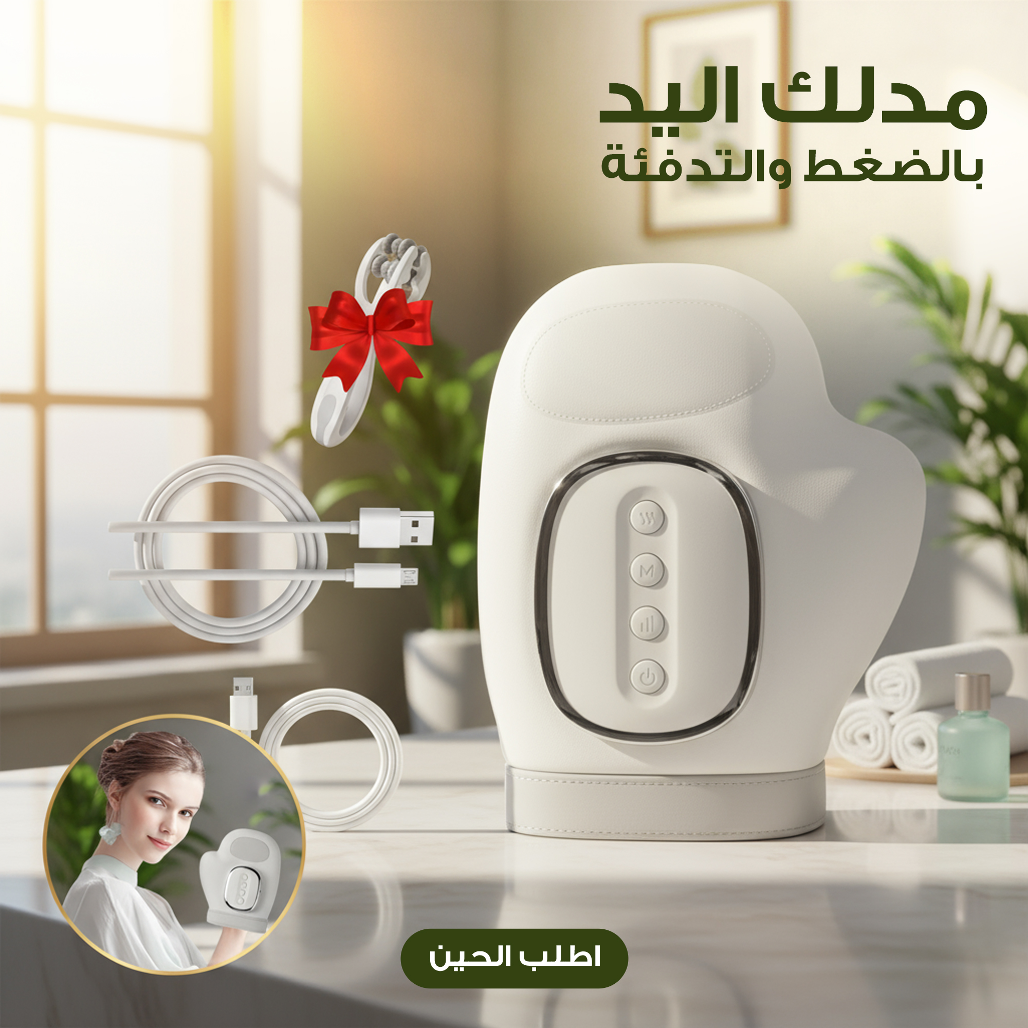 مدلك اليد بالضغط والتدفئة
