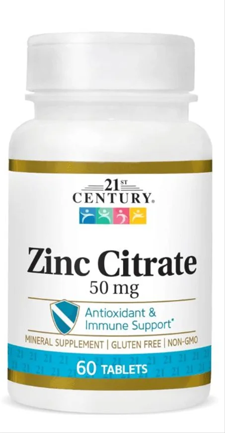 21st Century, Zinc Citrate, 50 mg, 60 Tab