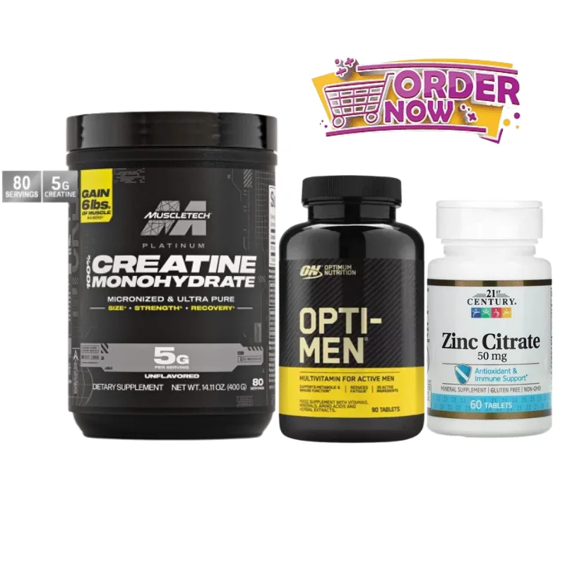 PACK : CREATINE PLATINUM - ZINC CITRATE 50 MG - MULTIITAMINE OPTI MEN