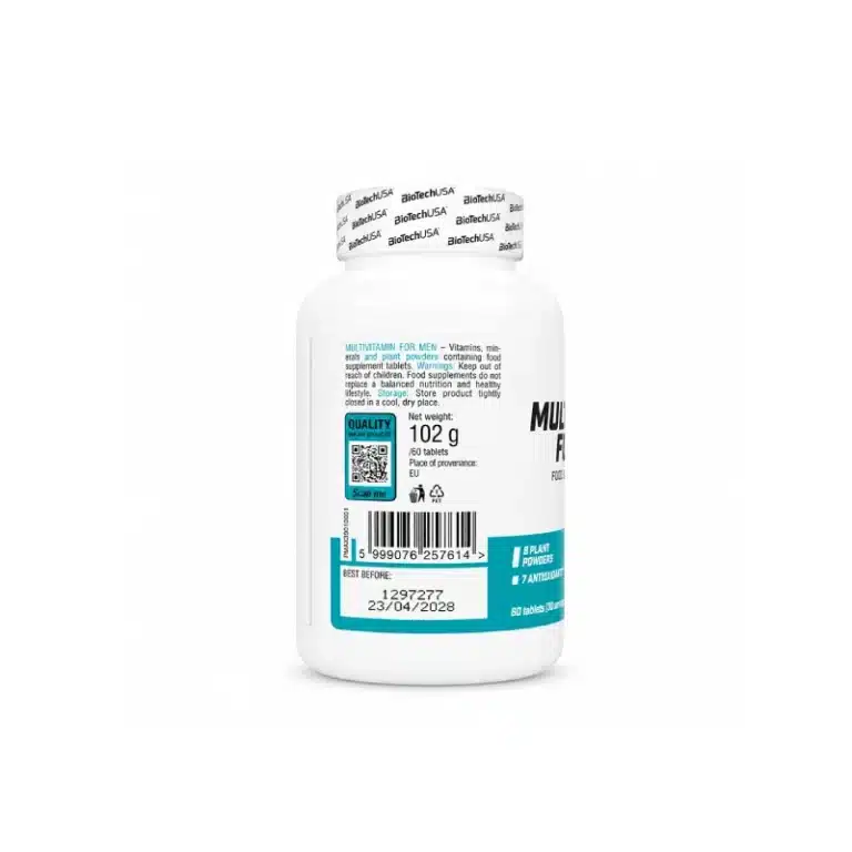 Multivitamin For Men 60 Tablets – BiotechUSA (12 Vitamines + 8 Minéraux + 8 Plant Powders + 7 Antioxydants, 30 doses)