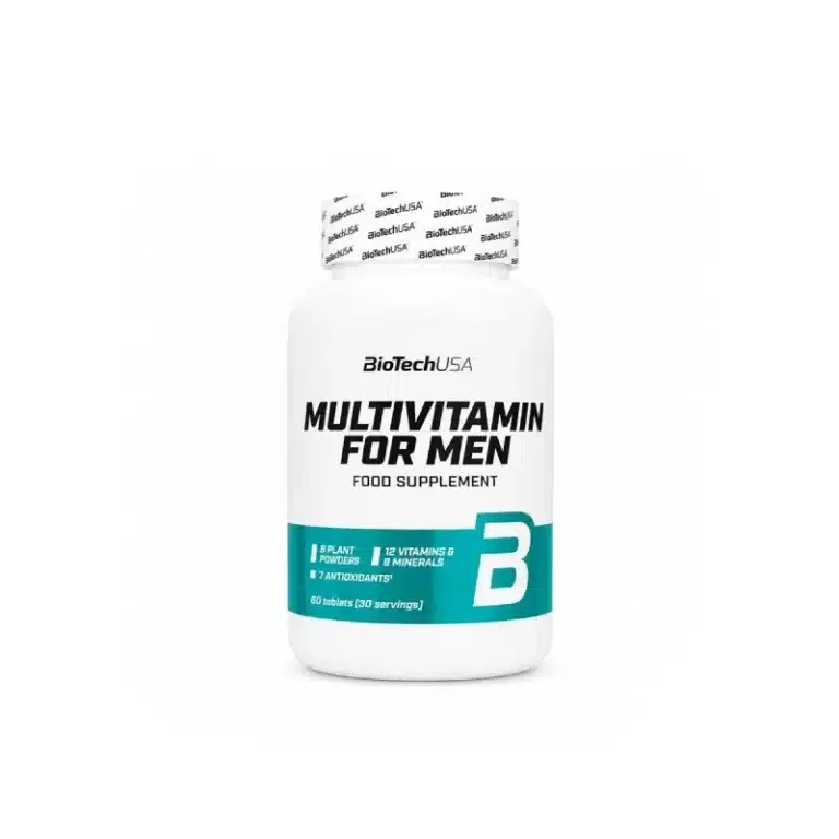 Multivitamin For Men 60 Tablets – BiotechUSA (12 Vitamines + 8 Minéraux + 8 Plant Powders + 7 Antioxydants, 30 doses)