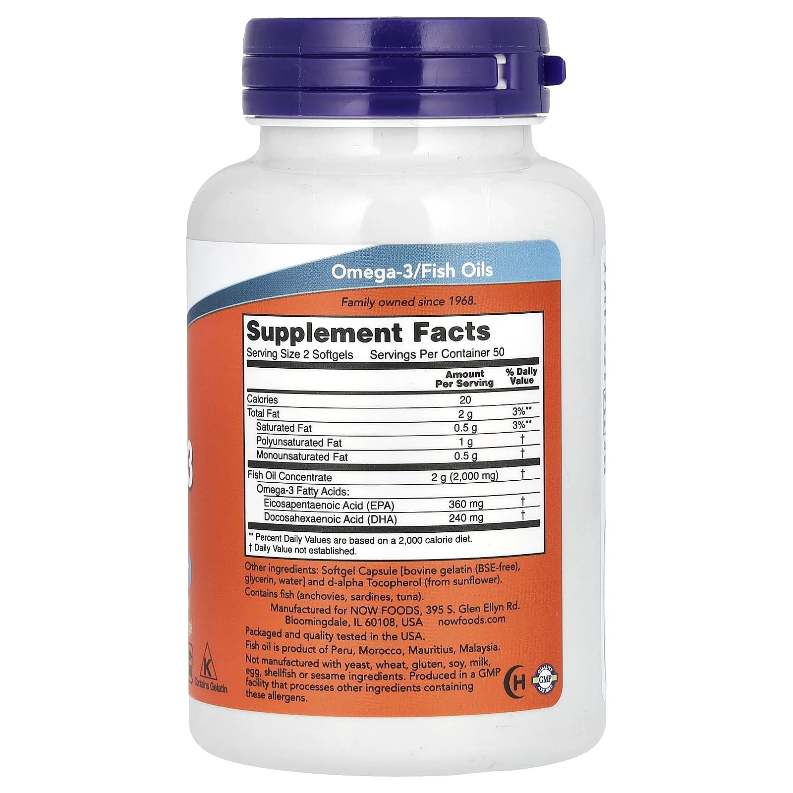 OMEGA 3 FISH OIL 100 Caps – NOW FOOD USA