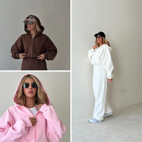 Solid Color Autumn Sportswear Hooded Oversized Pullover Hoodie