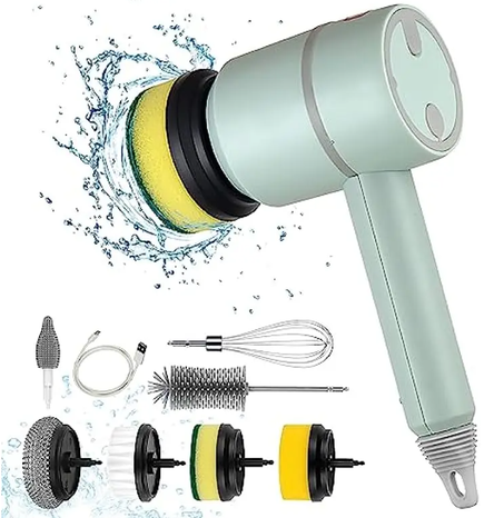 فرشاة كهربائية محمولة للتنظيف مطورة من DishGun™ (6 رؤوس)