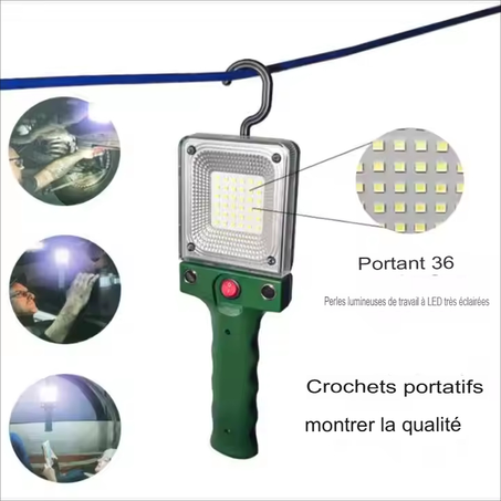 Lampes de travail à LED pour l'extérieur Lampe de travail portable Type-C Chargement USB avec aimant et crochet Nouveau design