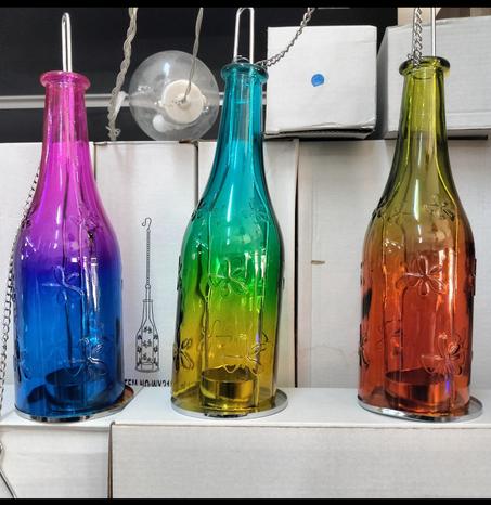 Bouteille en verre porte-bougie à thé suspendue