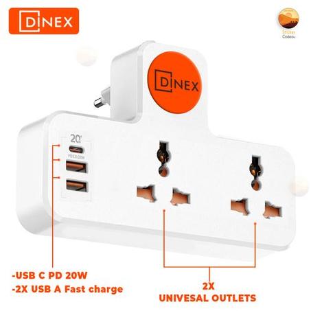 DINEX Rallonge Multiprise mural Avec 3 Ports USB C