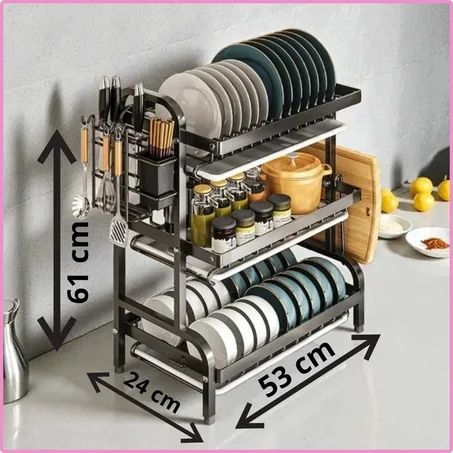 منظم المطبخ المعدني 3 طوابق