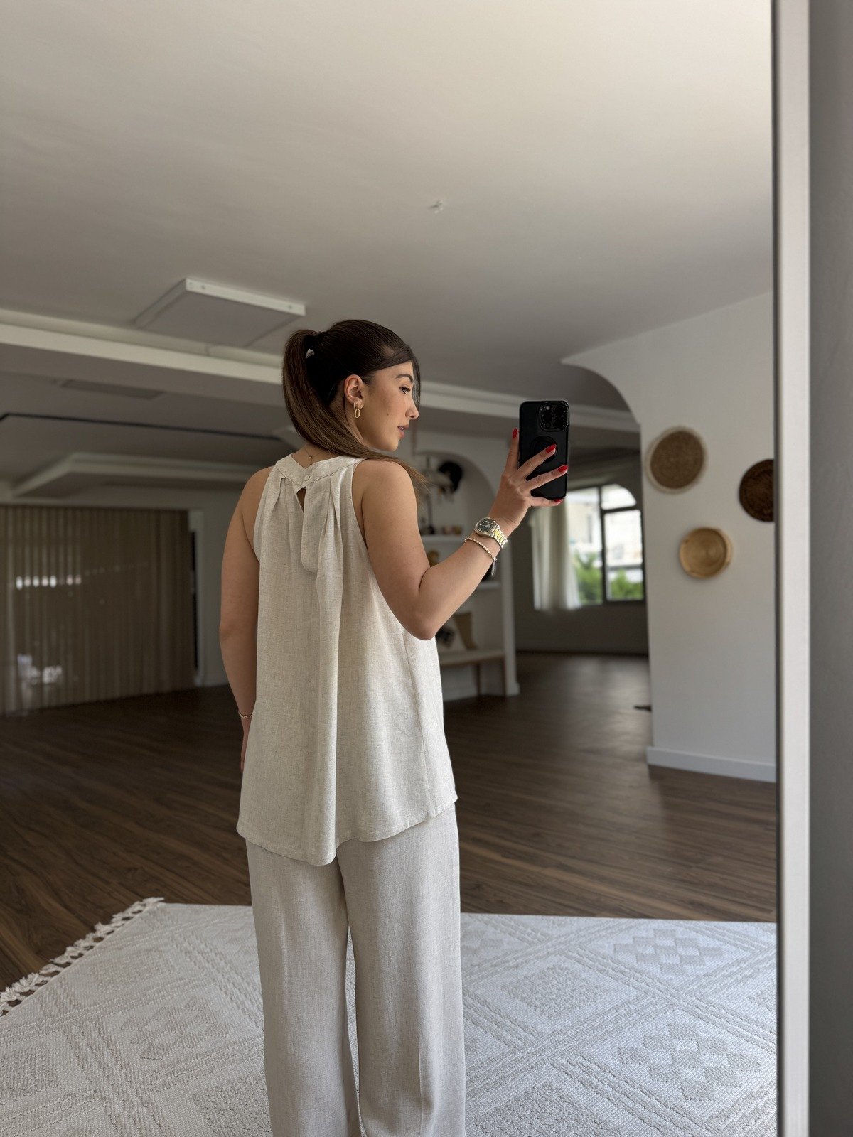 Blouse sans manches en lin