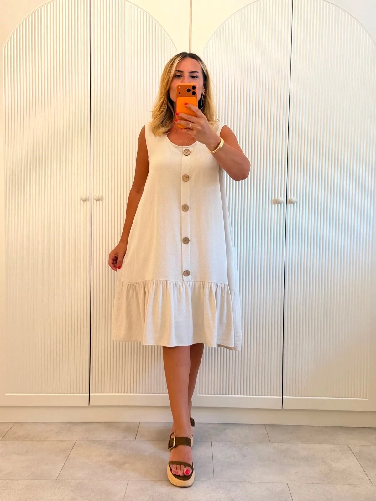Robe Stella  en lin  avec boutons en bois