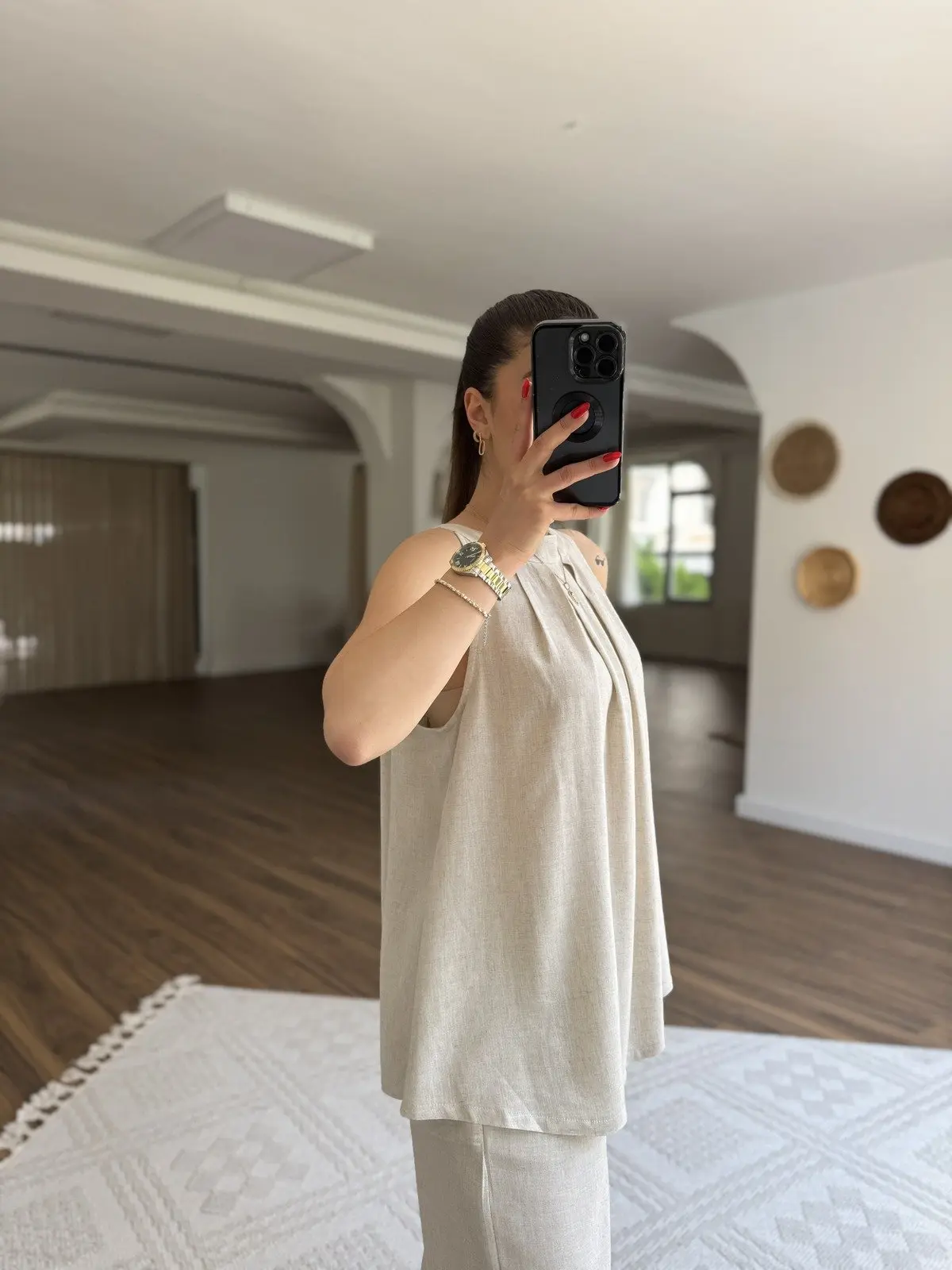Blouse sans manches en lin