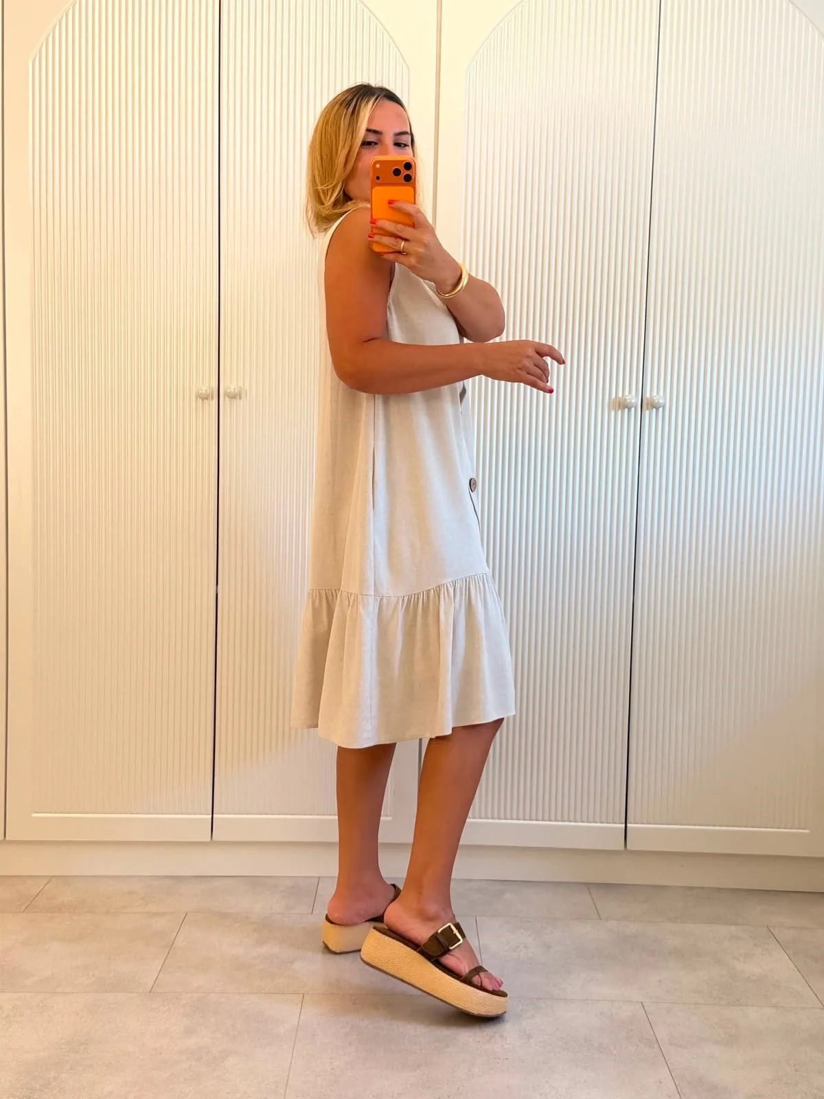 Robe Stella  en lin  avec boutons en bois