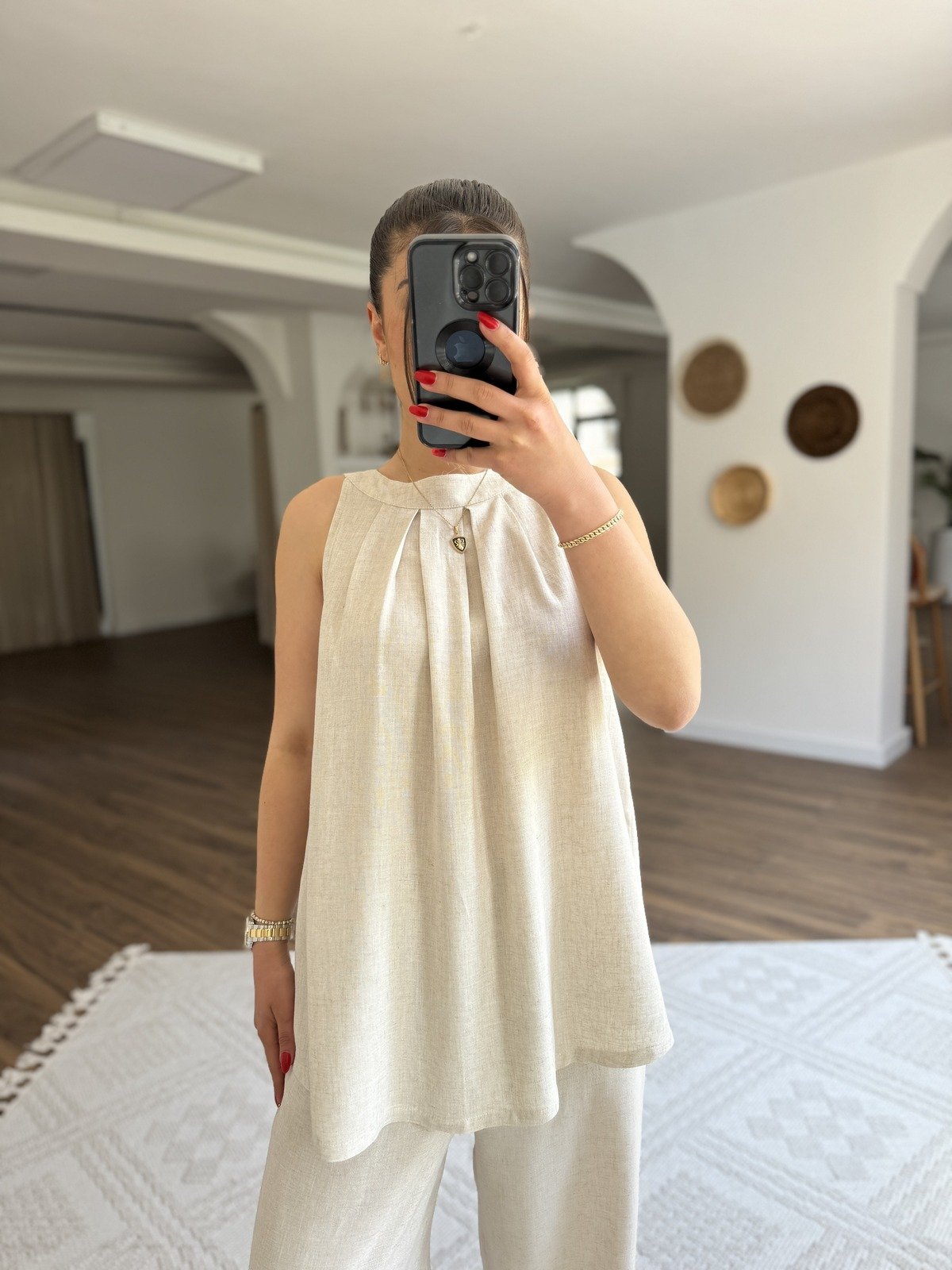 Blouse sans manches en lin