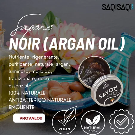 Sapone Nero Marochino con Argan e Rose,Morocco