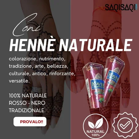 6 coni di henné naturale marrone scuro