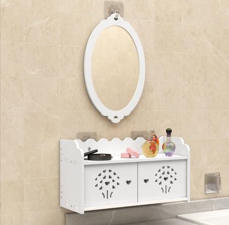 مرآة للحمام بقطعتين مع رف سفلي مزخرف مصنوعة من الفوم