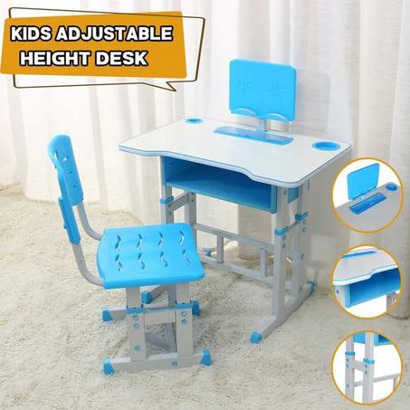 مكتب دراسي مع كرسي للاطفال مع مكان لوضع الجهاز اللوحي