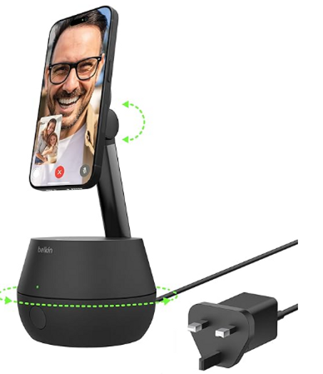 بلكن حامل تتبع تلقائي برو مع قاعدة شحن لاسلكي 15 واط متوافق مع ماج سيف، تتبع 360 درجة، وتكامل اي او اس لايفون 16، 15، 14، 13، 12 سيريز، قابس تيار متردد 5 قدم متضمن - اسود قم بزيارة متجر بلكن