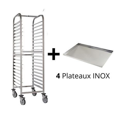Chariot à Glissières 15 Niveaux (+ 4 Plateaux Inox)