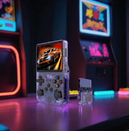 جهاز ألعاب الريترو المحمول RG353V - 28 محاكيًا، 34 ألف لعبة كلاسيكية وللأطفال، شاشة لمس 3.5 بوصة، واي فاي، بلوتوث، أندرويد 11، لينكس - وحدة تحكم ألعاب فيديو محمولة، هدية للأطفال والكبار. (cop