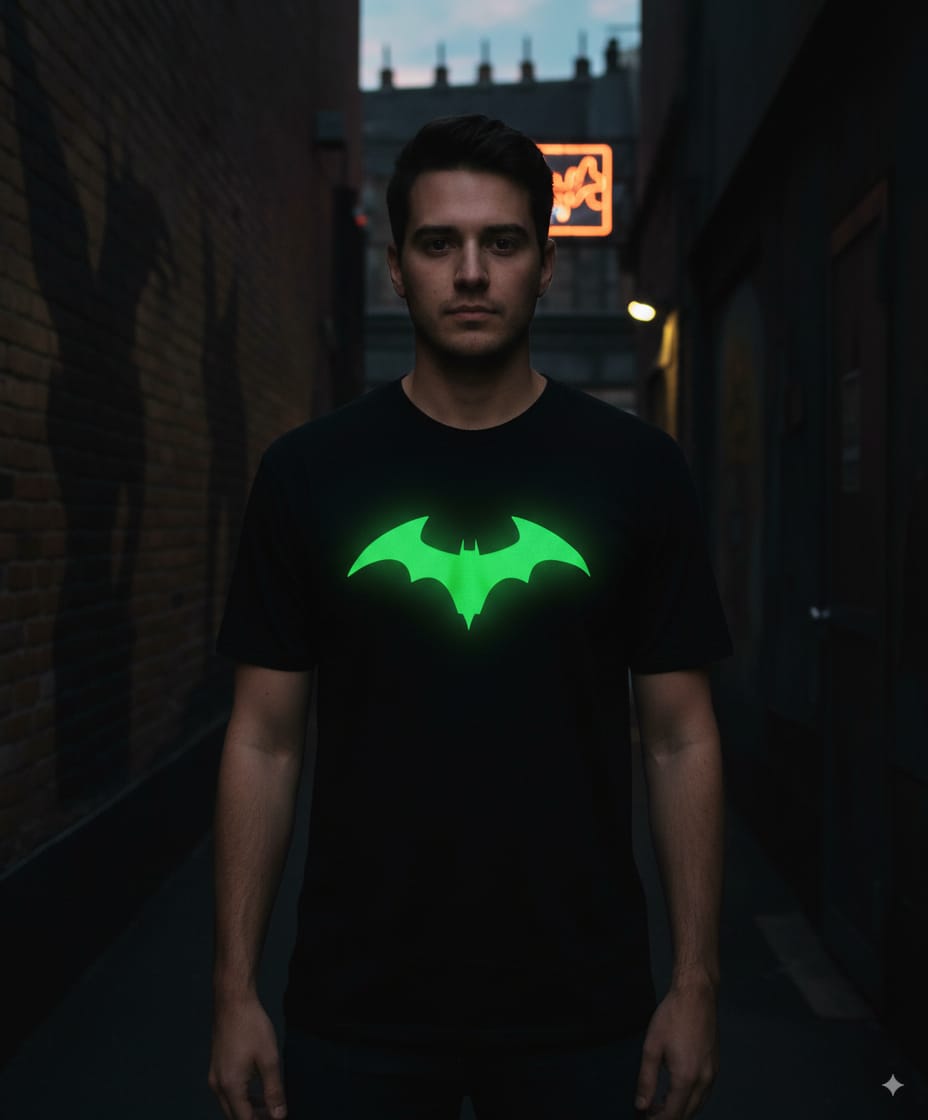 T-shirt noir Batman qui s’illumine dans le noir