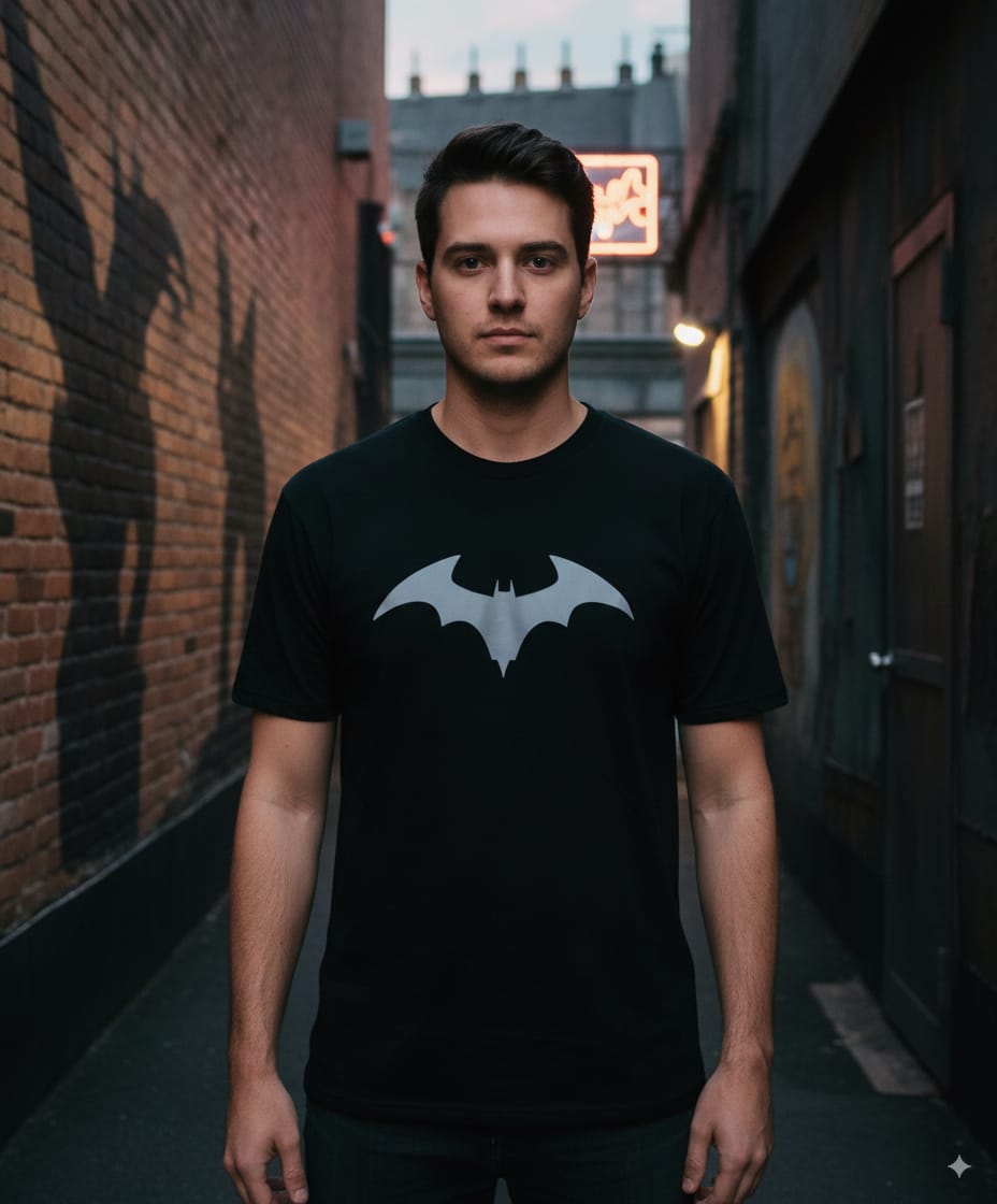 T-shirt noir Batman qui s’illumine dans le noir
