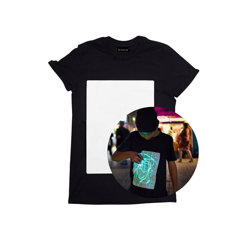 T-shirt interactif qui s’illumine dans le noir pour enfants et adultes