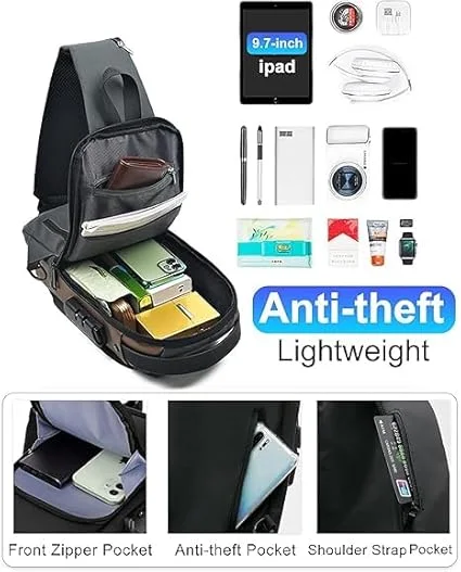 شنطة الصدر الآمنة ضد السرقة - قفل حماية - آمنة للسفر والدوام