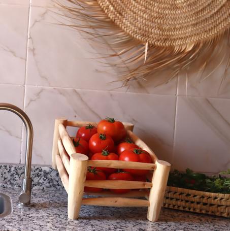 panier de rangement en bois brut