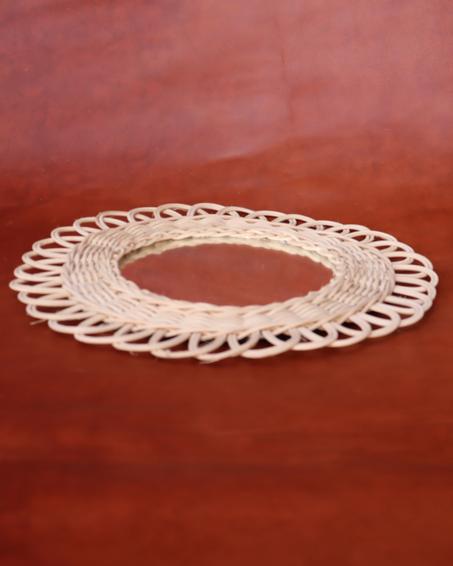 Miroir mural artisanal en fibres de rottin naturelles