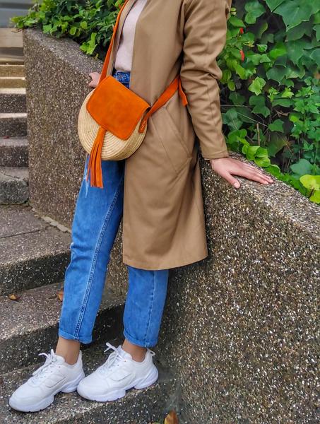 Orange Moroccan Raffia Bag  حقيبة رافية  باللون البرتقالي