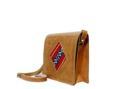 Moroccan leather bag with Berber design