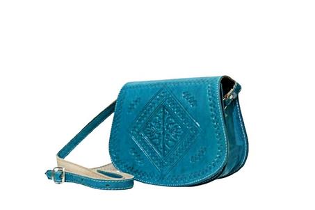 Moroccan leather bag - Viridian Color