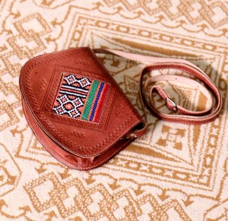 Moroccan leather bag with Berber design