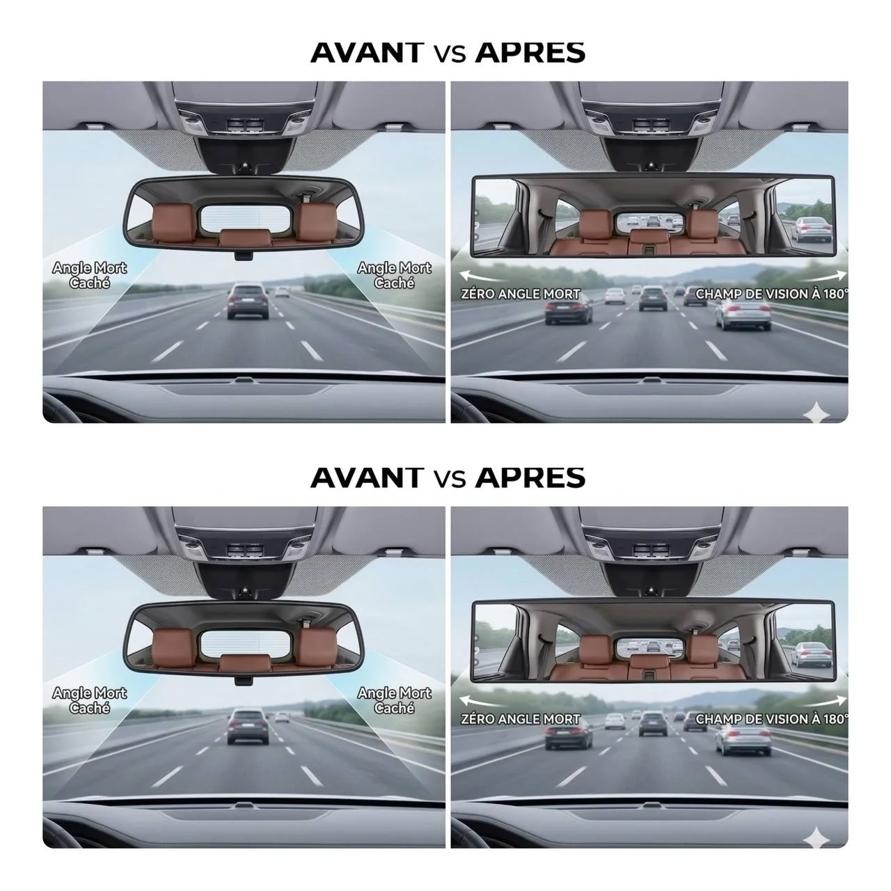 Rétroviseur intérieur panoramique - anti angles morts