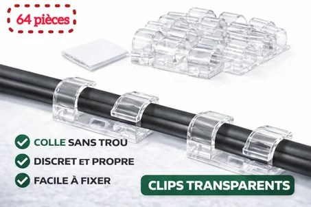 Fixation pour fils et câbles avec adhésif intégré (x64)
