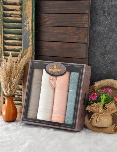 طقم مناشف قطن مصري فاخر – 4 قطع في بوكس أنيق.