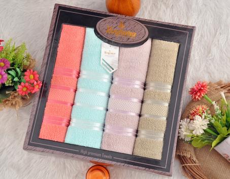 طقم مناشف فاخر 4 قطع – قطن مصري 100% – مقاس 50×110 سم – وزن 600 جرام لكل قطعة