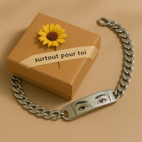 Bracelet personnalisé avec gravure de vos yeux – Cadeau unique pour couple, homme ou femme