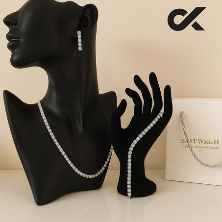 Collier et Gourmette et boucles argenté