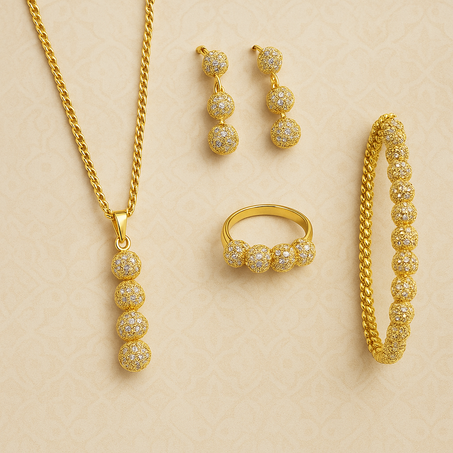 Éclat Doré – Parure Complète en Plaqué Or