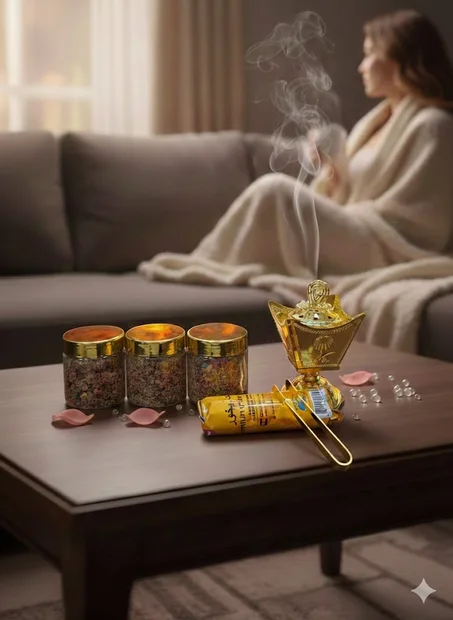 أقوى عرض لرمضان! 3 عبوات من بخور مكة الأصلي مع مبخرة و الفحم و ملقط الفحم مجاناً