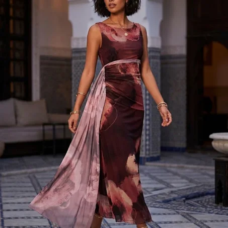 Robe Longue "Aura Florale" – Édition Prestige Modhila