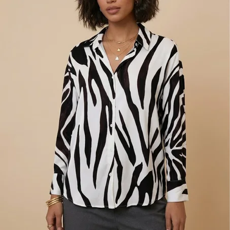 Chemise Oversize "Zebra Chic" – Fluide & Imprimé Animalier