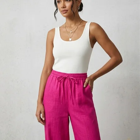 Pantalon Wide-Leg en Lin Premium "Modhila Summer" – 8 Couleurs Disponibles